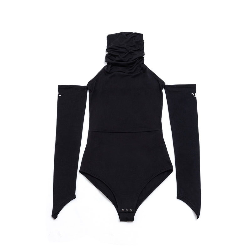 Loose-Neck Long-Sleeve Bodysuit(black)