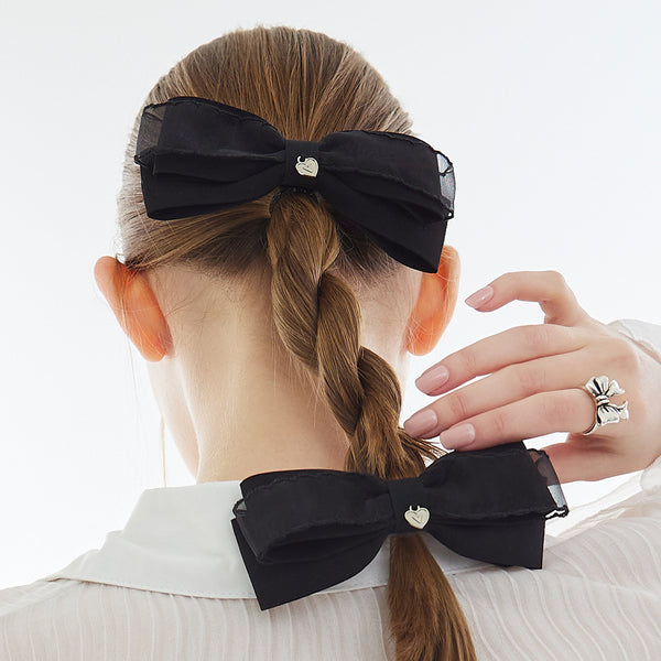 Double Lace Mid Ribbon Hair Clip