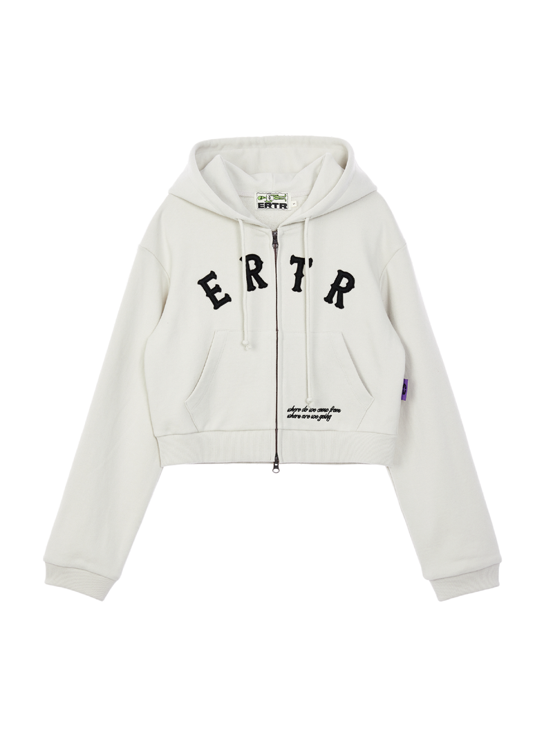ERTR Appliqué Hoodie Small Fit Zip-up Off-White