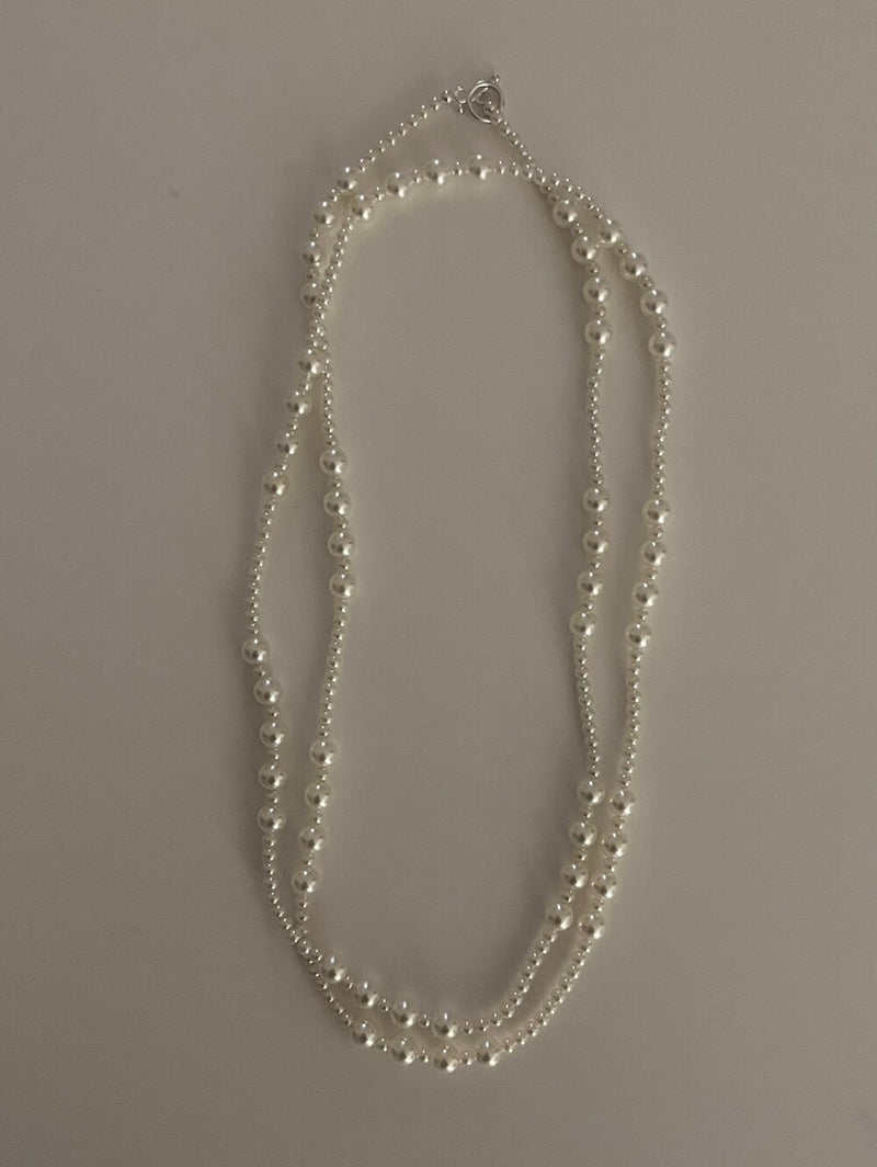 (silver925) Long pearl 2way necklace