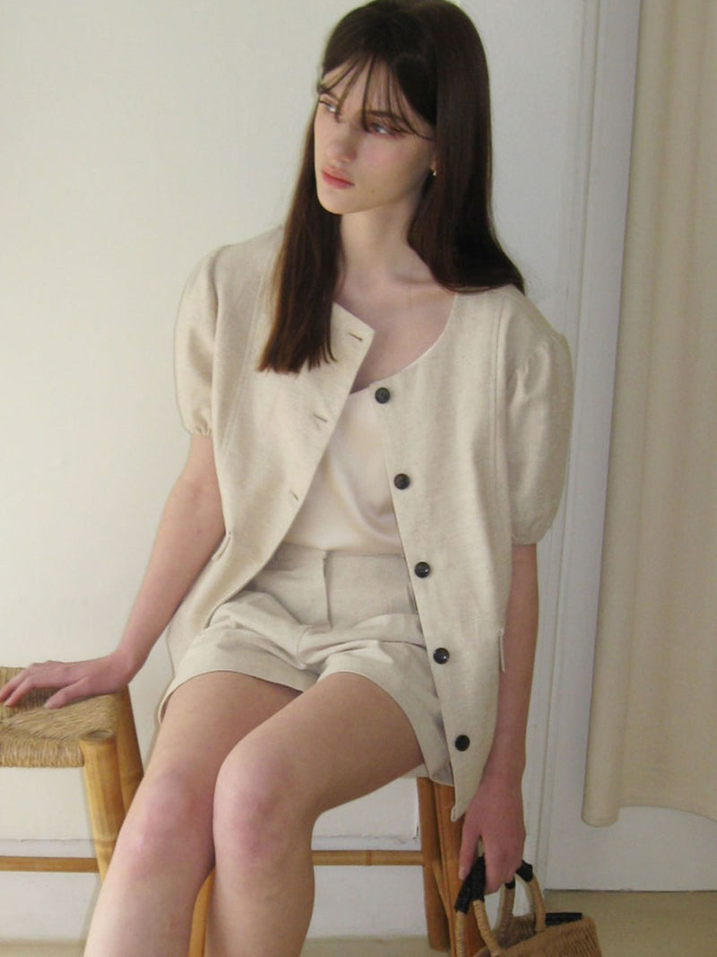 Francia Linen Puff Jacket ( 2 colors )