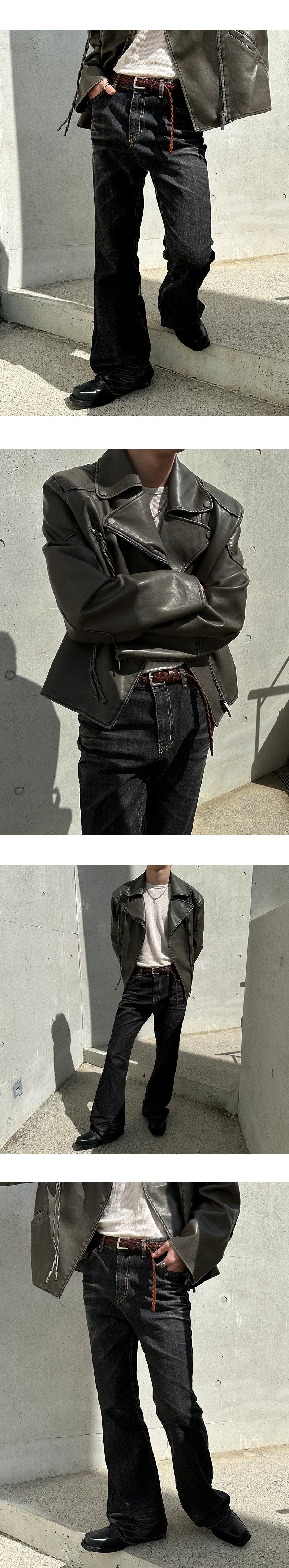 [Unisex] Crack rider leather  jacket(3color)