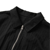 Geometric Shirt Zip-up Jacket - Black