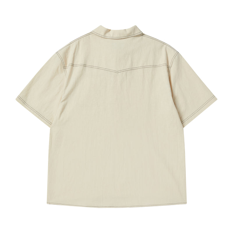[COLLECTION LINE] MARINE SHELL BUTTON SOFT LINEN SHIRT IVORY