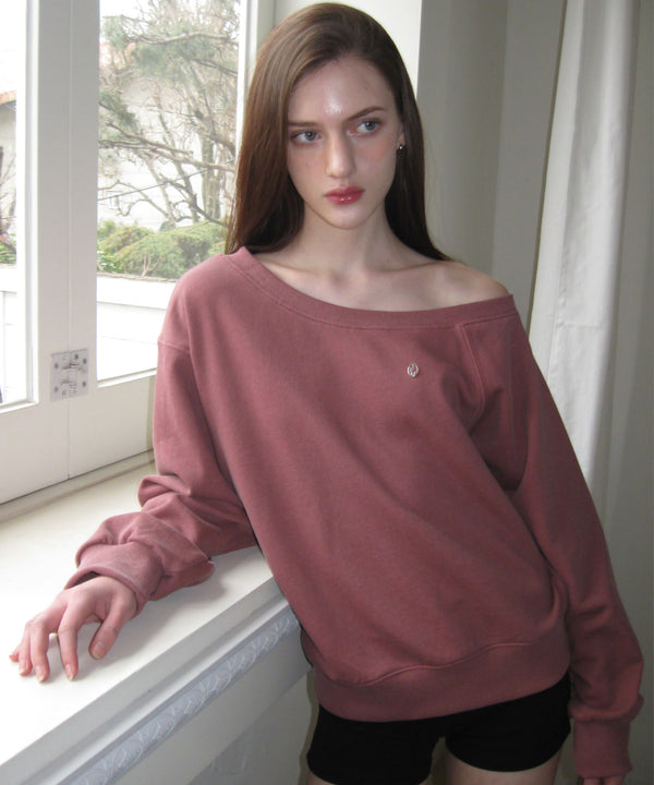 Edin Off-shoulder Sweatshirt ( Pigment Pink )
