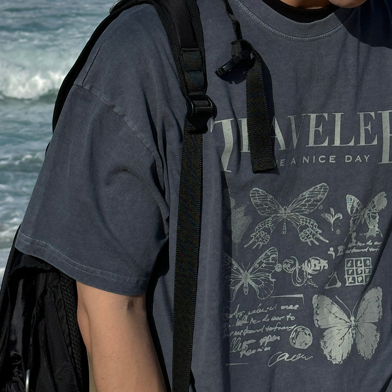 ASCLO ピグメントバタフライ半袖Tシャツ (3color)