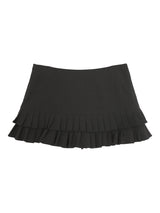 Black Shine Pearl Frill A-Line Skirt