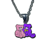 Pink&purple bear necklace