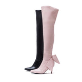 Ribbon Boots Heel(Pink)