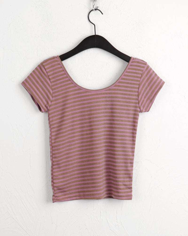Lachu Vintage Striped Slim Short Sleeve T-Shirt