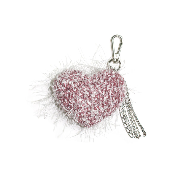 cupid heart keyring (fluffy pink)
