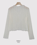 Summer Eyelet Lace Flower See-through Knit Cardigan (3color)