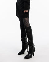Y2K check pattern see-through black stockings (Black)