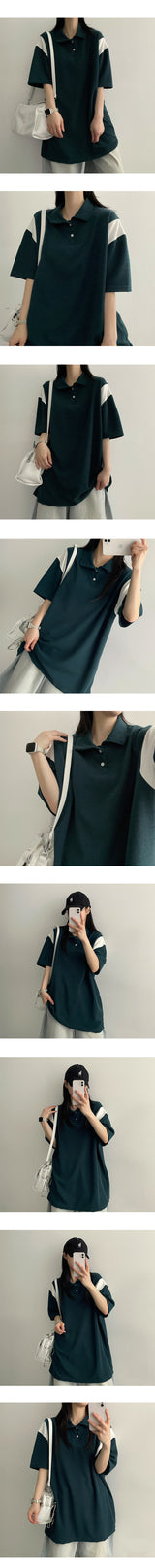 Foreva City オーバーサイズ フィットカラー ニットウェア 半袖 T シャツ