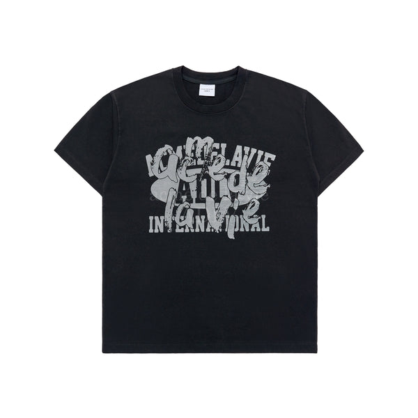 [24SS]  レイヤオールドスクールプリンティングショートスリーブTシャツ（ブラック）