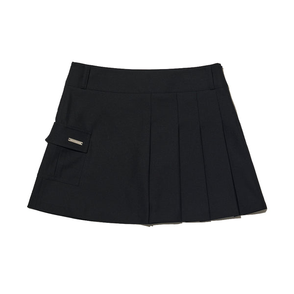 Cargo Pleats Mini Skirt [BLACK]