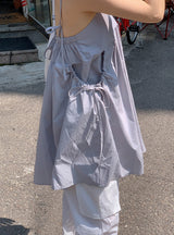 RB Flare Shirring Ribbon Mini Dress (2color)