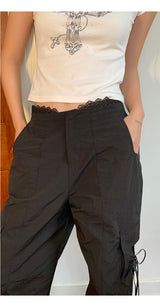 Lace nylon pocket strap cargo pants