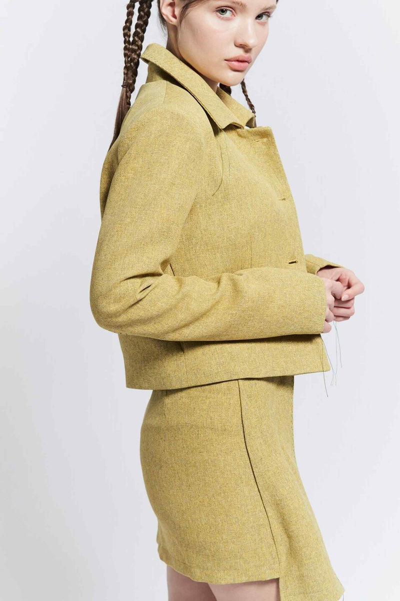 Stitch cropped jacket (Yellow)