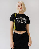 [Silver] HEART TWO PEACE CROP T-SHIRT [1COLOR]