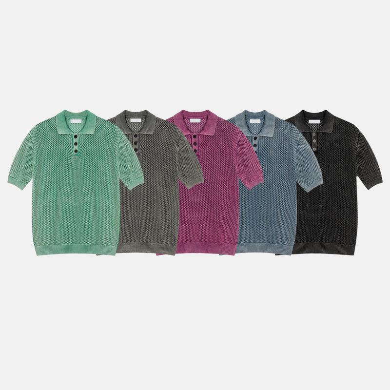 LMN Refell Pigment Washable Collar Short Sleeve Knitwear (5 colors)