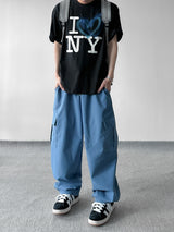 Color string wide cargo pants