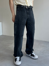 Wide Touch Washed Black Jeans(black)