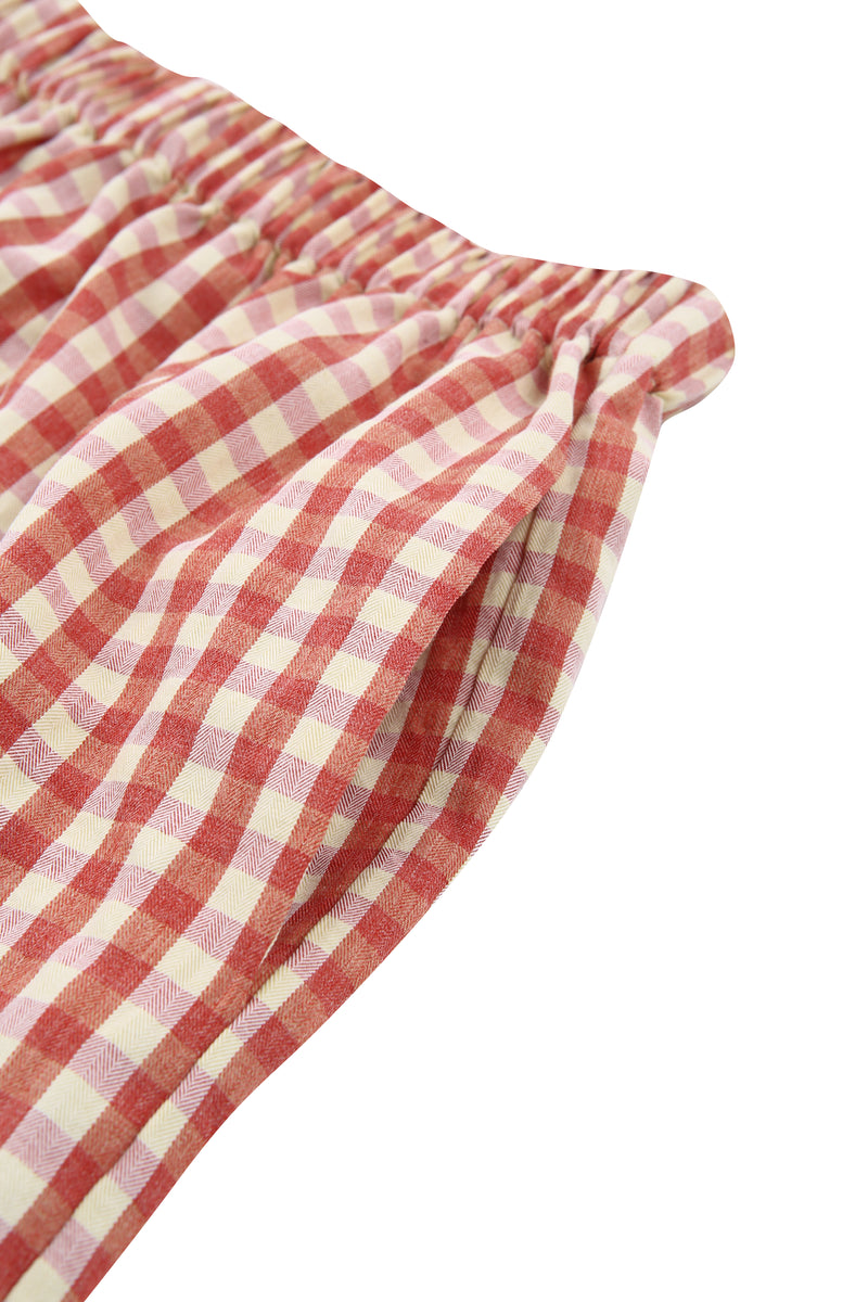 PRS レッドチェック パジャマ ロングパンツ セットアップ