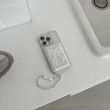 long ribbon MagSafe card case + Magsafe phone case [white]