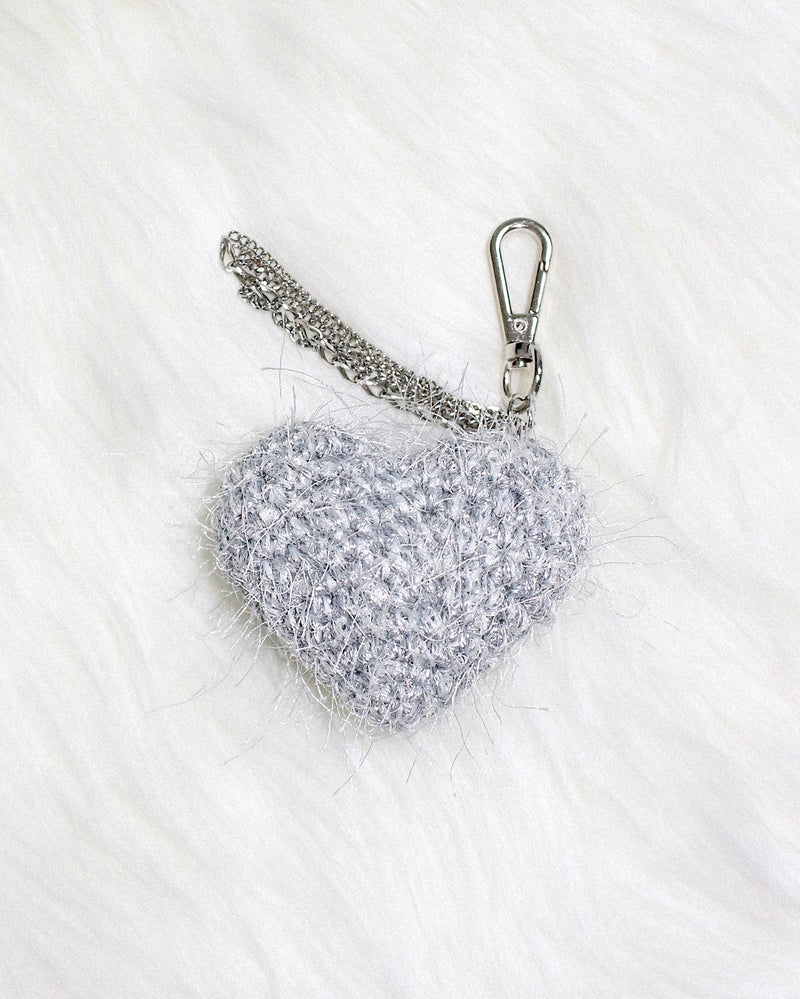 cupid heart keyring (fluffy silver)