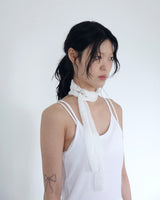 Sheer lace scarf_ white
