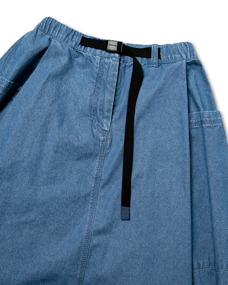 [AG.W] Belt Bloom Denim Skirt - Blue Denim