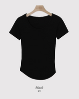 ソフトベーシックUネックスリムショートスリーブTシャツ(4color)