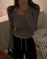 [BELLIDE MADE] punching striped long-sleeved T-shirt