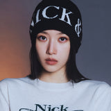 CASHMERE LETTERING JAQUARD BEANIE_PINK