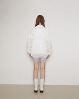 Sheer ruffle jacket / check white
