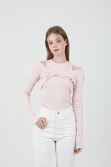 レイヤードツイストTシャツノースリーブセット Pink