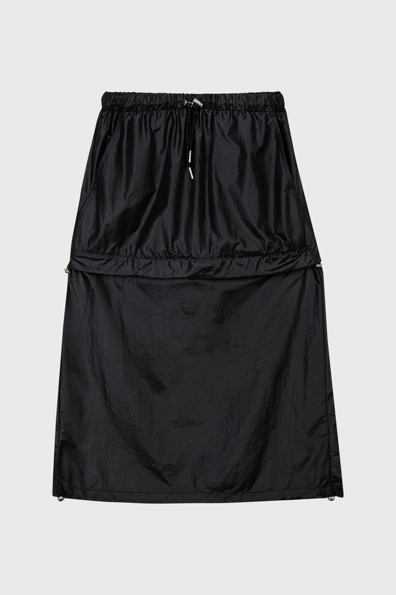 Glossy Twin  Maxi Skirt Black