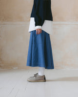 [AG.W] Belt Bloom Denim Skirt - Blue Denim