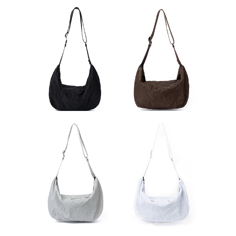 インクリースホーボーバッグ(ブラック/ブラウン/シルバー/ホワイト) | E'EN Crease Hobo Bag (Black/Brown/Silver/White)