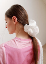 Lace Flower Scrunchie_Large_White