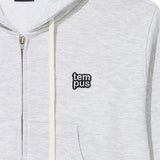 TEMPUS PATCH CROP HOOD ZIP-UP [WHITE MELANGE]