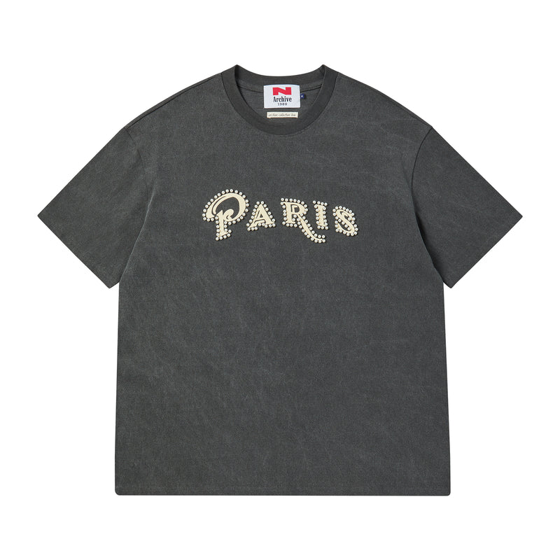 [COLLECTION LINE] PEARL LOGO HEAVY WEIGHT GARMENT COTTON T-SHIRT GRAY