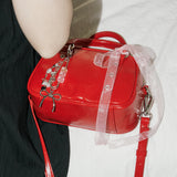 Heart Mirror Buckle Mini Tote Cross Bag _ Red