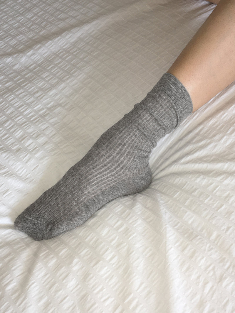 Tijou ribbed see-through long knee socks