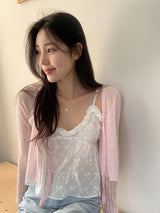 Ribbon Embroidery Flare Bustier Blouse (2color)