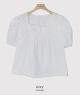 Lovely Lace Puff Short Sleeve Blouse