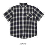 Tartan Pocket Checkered Short-Sleeved Shirt Navy