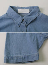 Casual Short Sleeve Denim Shirt (2color)