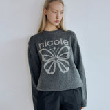 CASHMERE BUTTERFLY BOLD STAR PULLOVER_GRAY